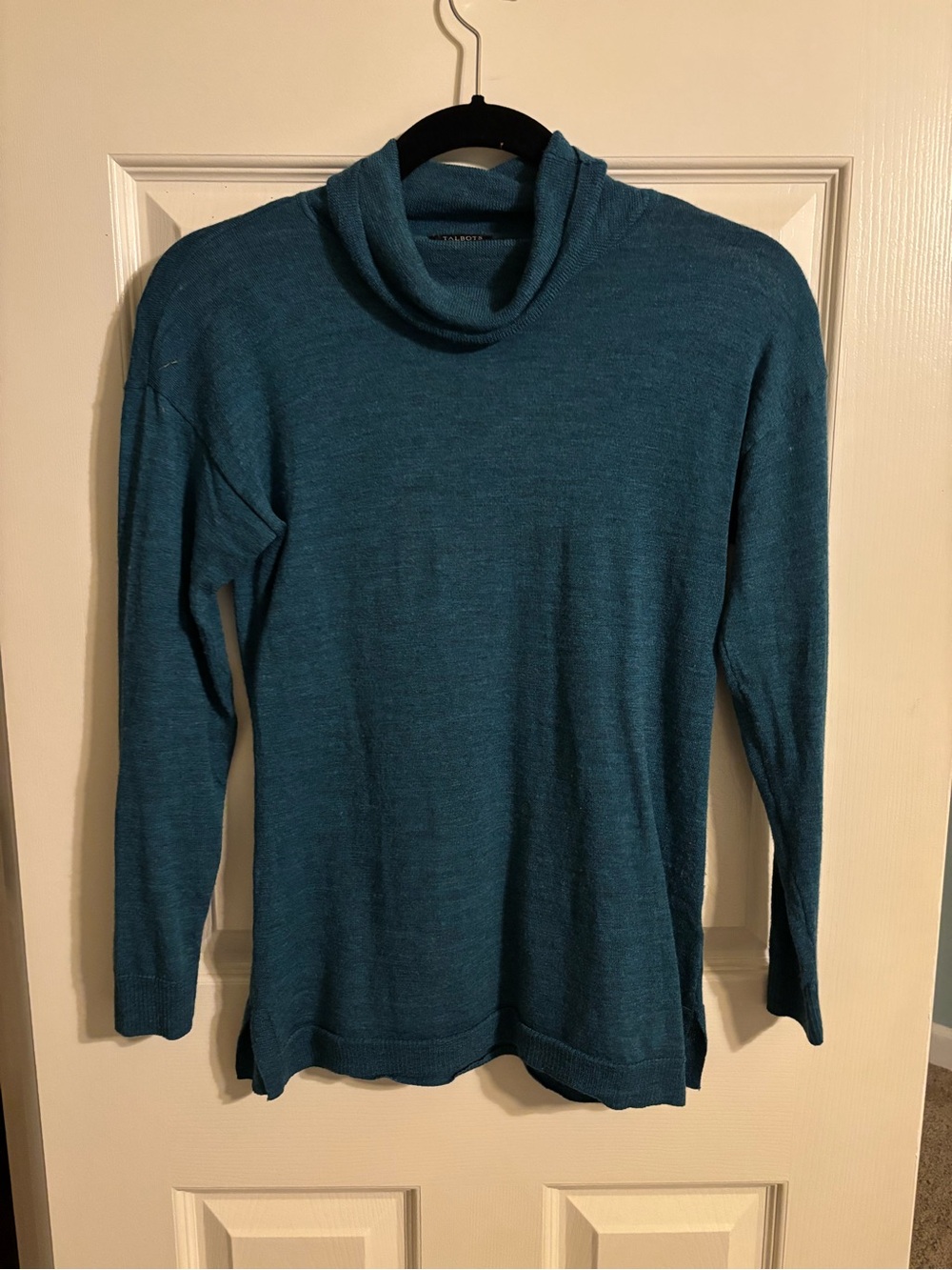 Teal Long-Sleeve Cowl Neck Women's Sweater